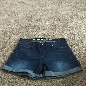 Dark blue denim shorts